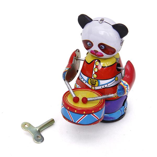 Vintage And Collectible Toys - ゼンマイ仕掛けのパンダドラマーおもちゃ、ヴィンテージスタイルの収集価値のある金属製動物フィギュア、家の装飾に最適なギフト