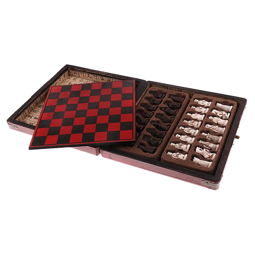 Vintage Collection Playset - 中国チェスセット木製ミニチュアボードヴィンテージスタイルチェスゲームコレクタブルピースボックス卓上プレイ用