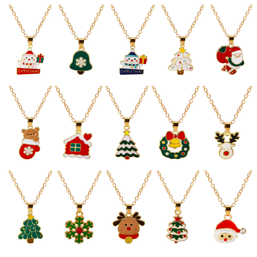 Vintage Collectible Santa - クリスマスコレクションネックレス、キャンディーキャンバス、花輪、マンタクラウス、そり、トナカイの帽子、木、雪の女王、雪片、チャーム、チョーカー、33スタイル