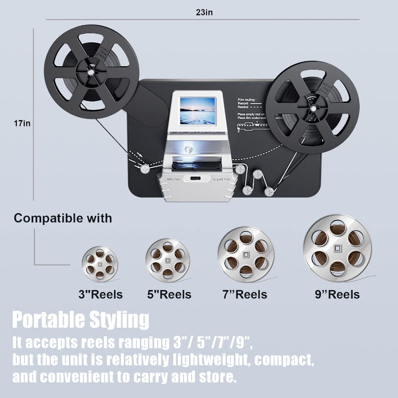 8mm＆スーパー8フィルムデジタル化コンバーター、2.4イン - Super 8 Film Reel のレビューと価格