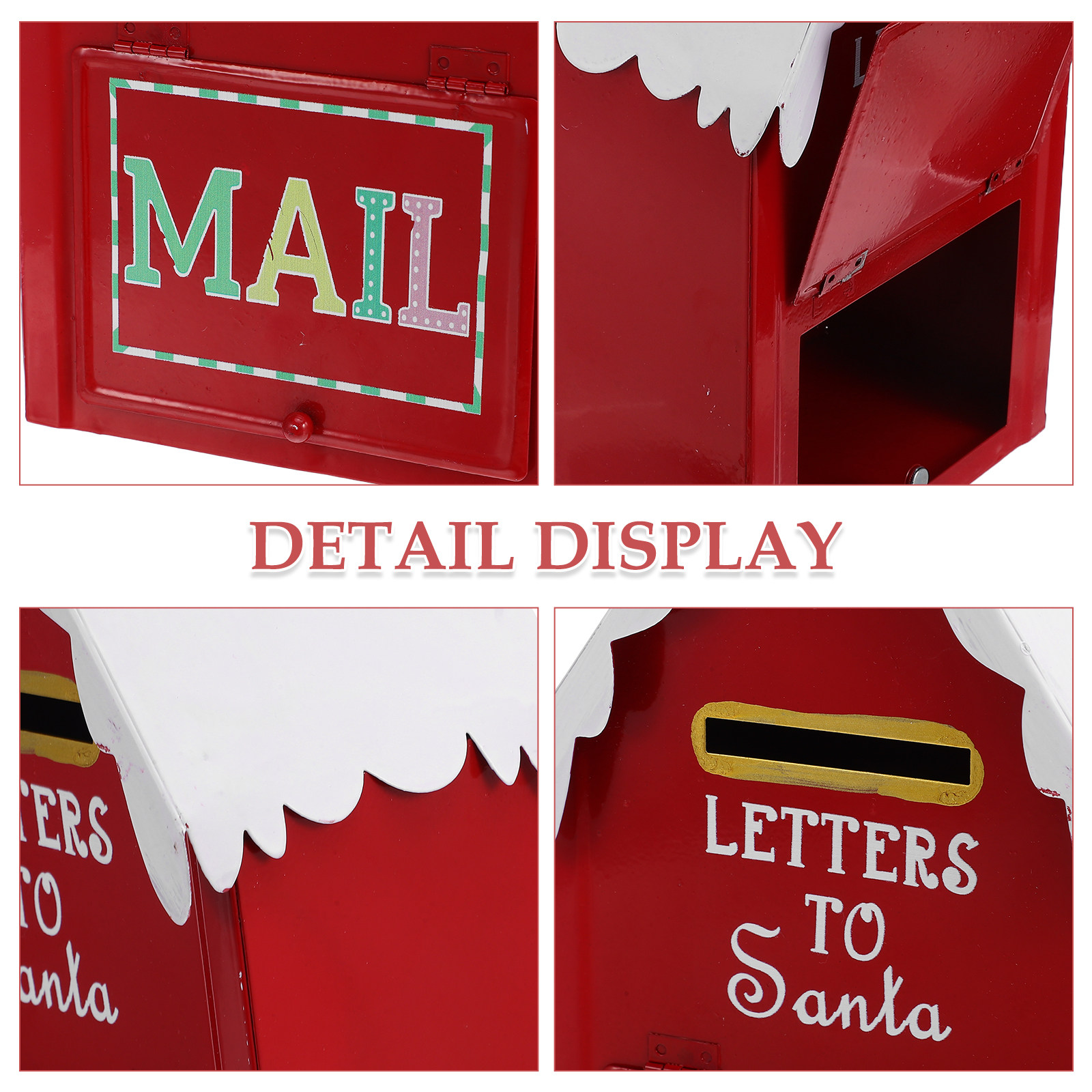 赤いクリスマスメールボックス金属製サンタレターボックスヴィン - Vintage Collectible Santa のレビューと価格
