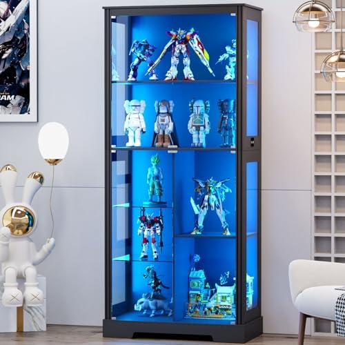 71インチディスプレイキャビネット、5段、3色ライト付き、コ - Collectible & Vintage Dolls For Christmas のレビューと価格