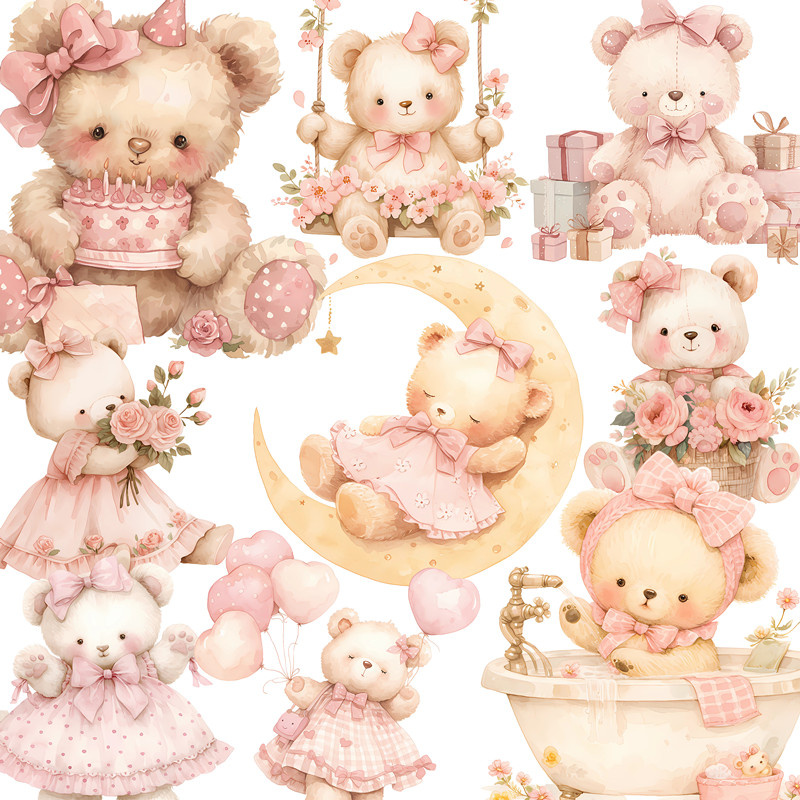 かわいいクマの装飾ステッカー、DIYクラフト、スクラップブッ - Vintage Things Collection のレビューと価格