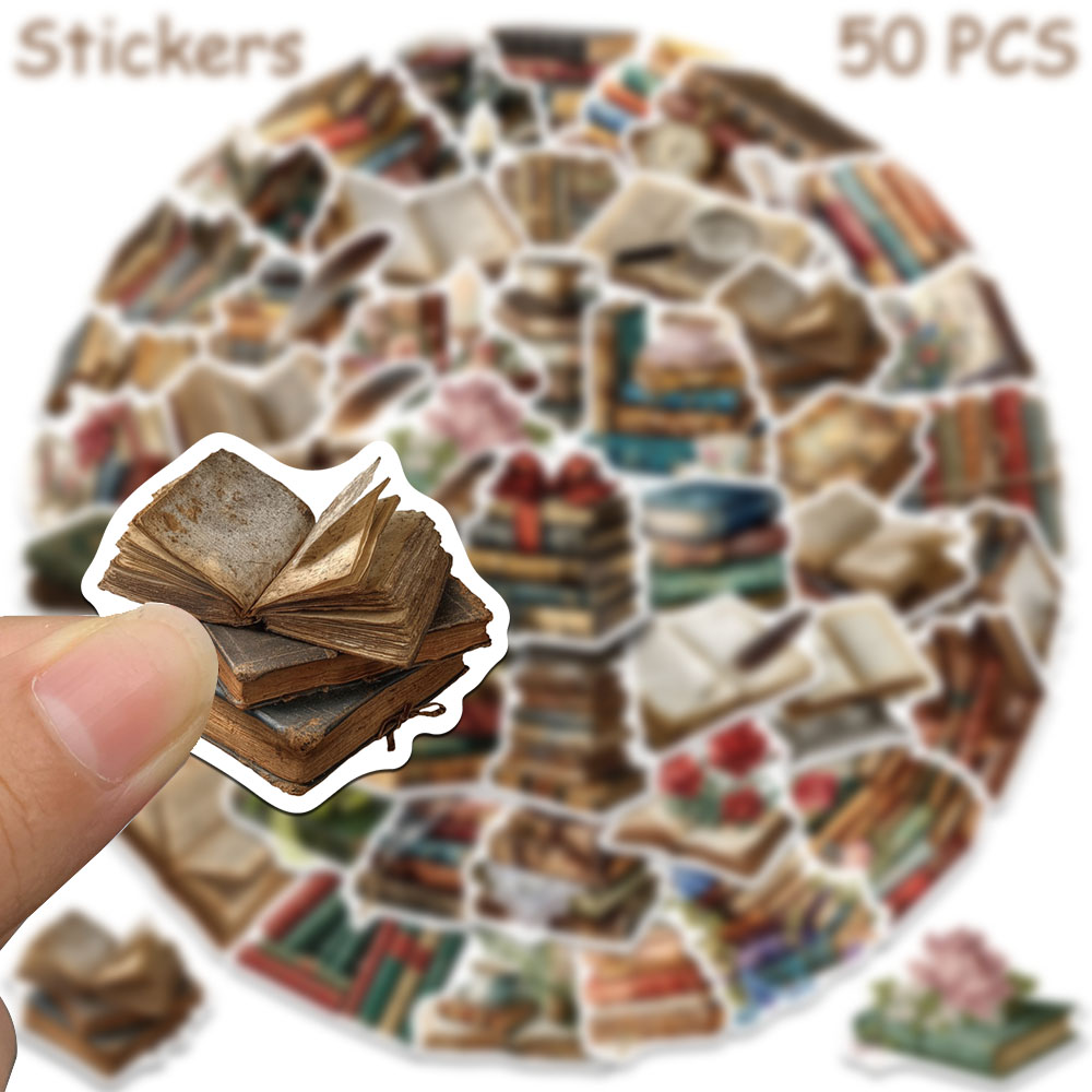 50 個ヴィンテージブックステッカーデカールラップトップスク - Vintage Things Collection のレビューと価格